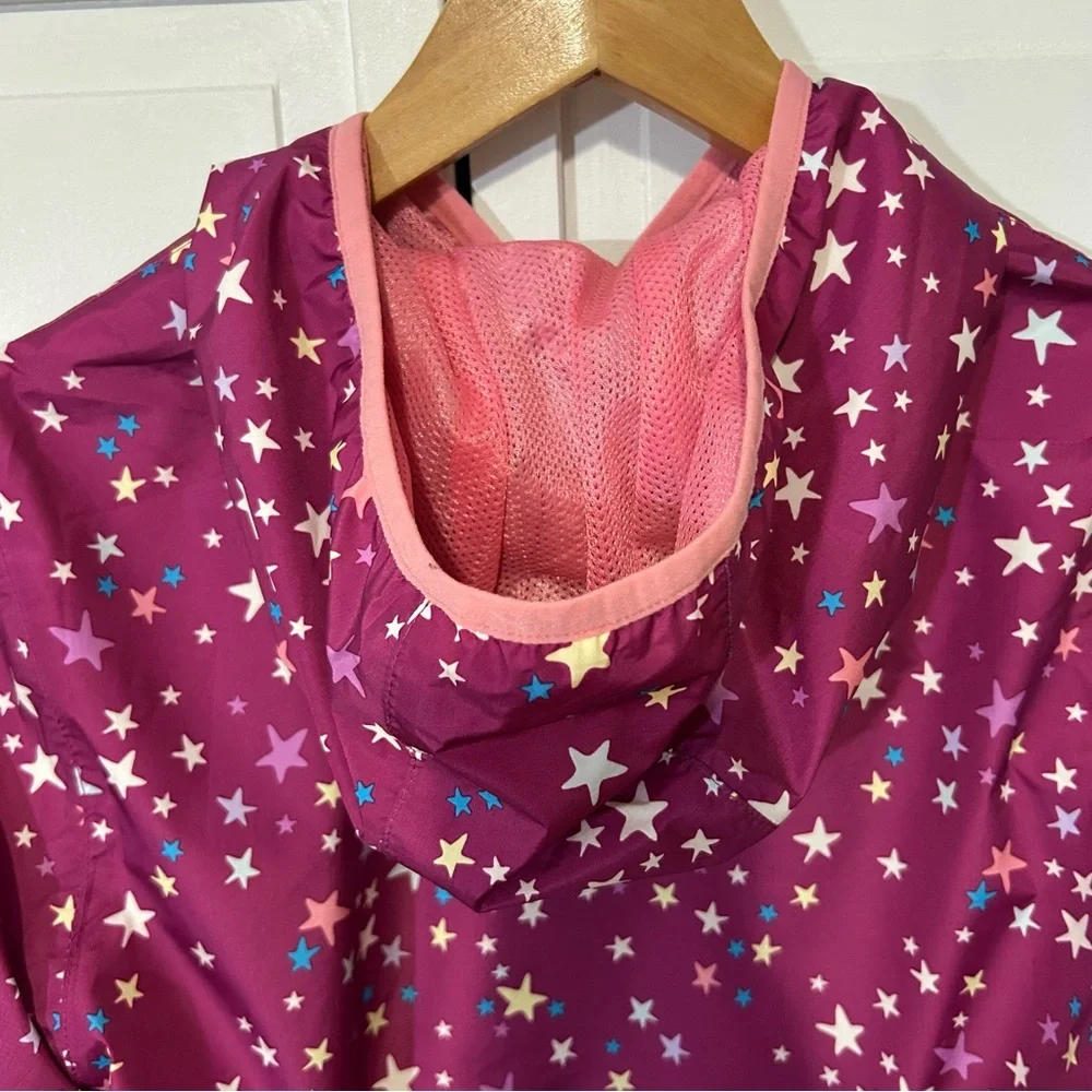 Lands' End Girls Waterproof Hooded Packable Rain Jacket XL 14/16